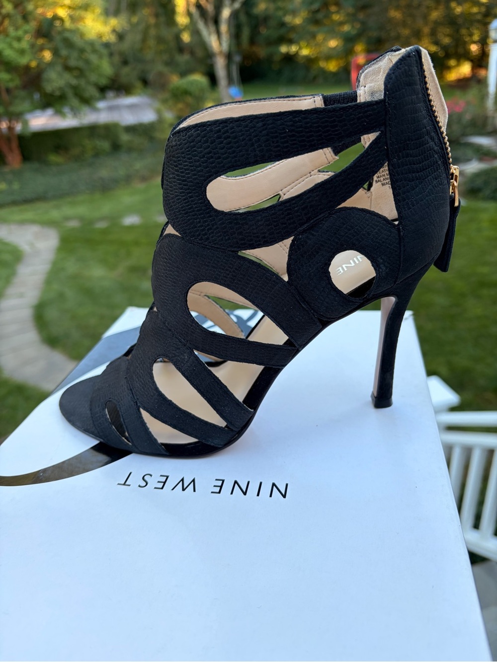Nine West Black Cutout Stiletto Sandal